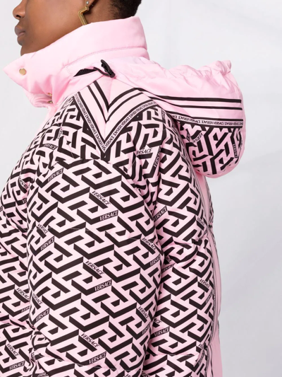Versace La Greca Puffer Jacket, Female, Black+pink, 48 | ModeSens