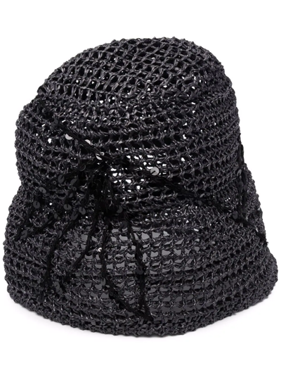 Shop Brunello Cucinelli Woven Bucket Hat In Black
