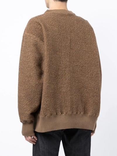 Shop Undercover Ribbed Crew-neck Jumper In Brown