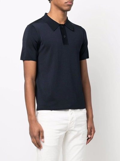 Shop Sandro Short-sleeve Pointed-collar Polo Shirt In Blue