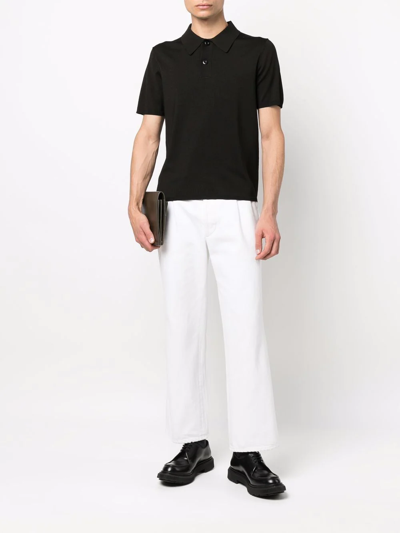 Shop Sandro Short-sleeve Pointed-collar Polo Shirt In Black