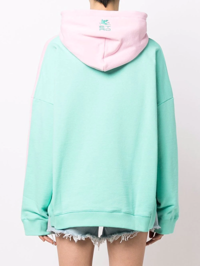Shop Etro Colour-block Embroidered Logo Hoodie In Pink