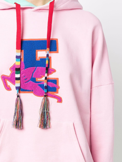 Shop Etro Colour-block Embroidered Logo Hoodie In Pink