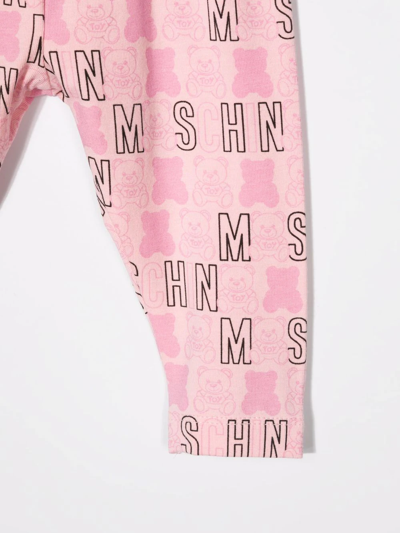 Moschino Logo Print Leggings In Pink