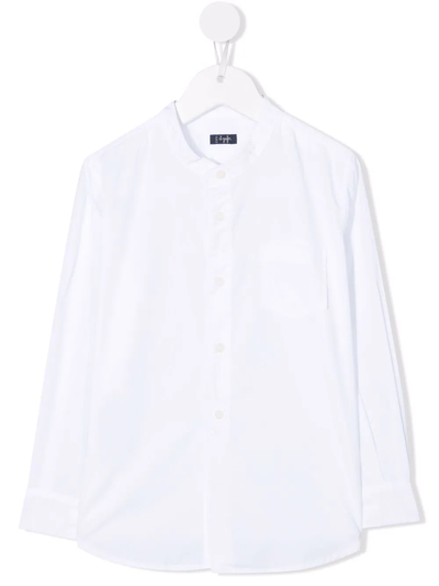 Shop Il Gufo Band-collar Shirt In White