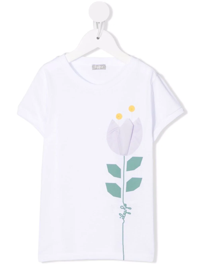 Shop Il Gufo Flower-print T-shirt In White