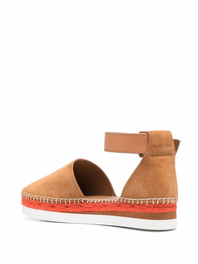 Shop See By Chloé Ankle-strap Flat Espadrilles In Brown