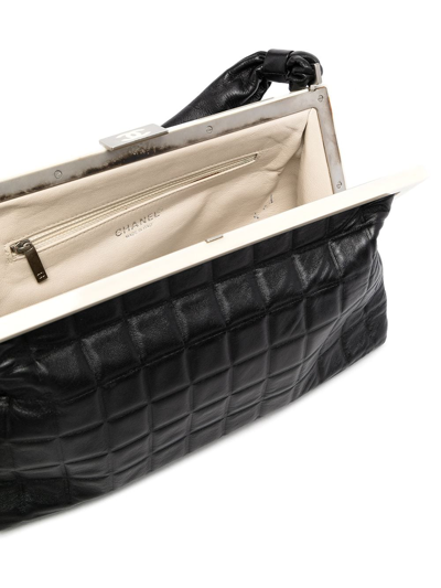 Pre-owned Chanel 2001 Choco Bar Shoulder Bag In Black