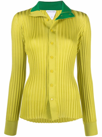 Shop Bottega Veneta Ribbed-knit Cardigan In Green
