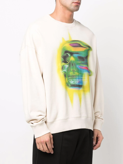 Shop Just Cavalli Skull-print Sweatshirt In Neutrals