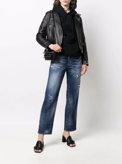 Dsquared2 Distressed High-waisted Jeans In Blue