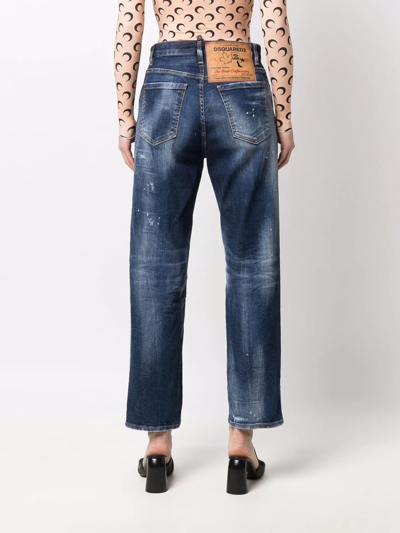 Dsquared2 Distressed High-waisted Jeans In Blue