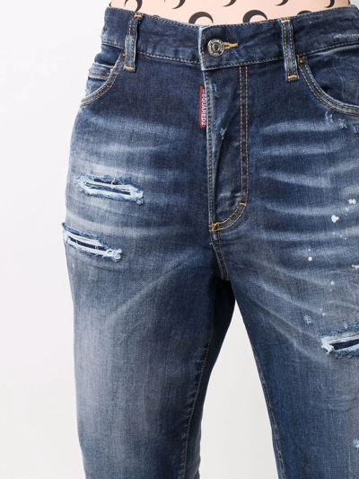 Dsquared2 Distressed High-waisted Jeans In Blue