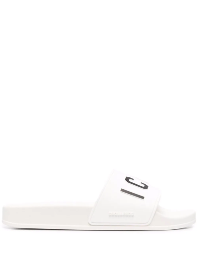 Shop Dsquared2 Icon-print Pool Slides In White