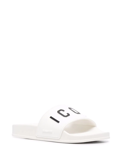 Shop Dsquared2 Icon-print Pool Slides In White