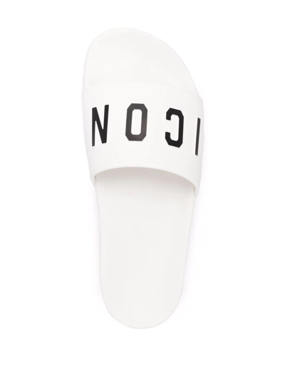Shop Dsquared2 Icon-print Pool Slides In White