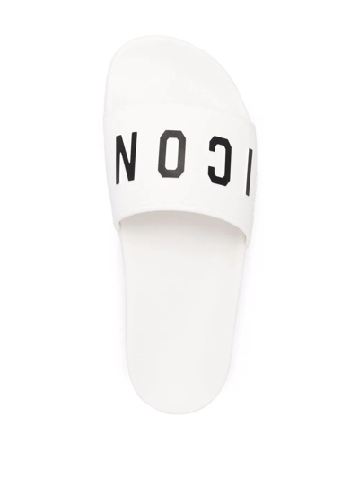 Dsquared2 10mm Icon Rubber Slides In White