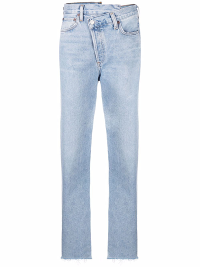 Shop Agolde Criss Cross Straight-leg Jeans In Blue