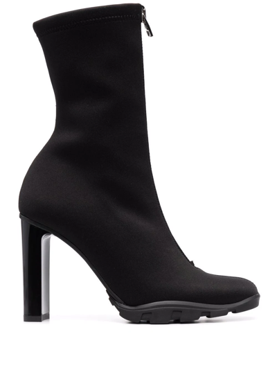 Shop Alexander Mcqueen Scuba Zip-up Boots In Black