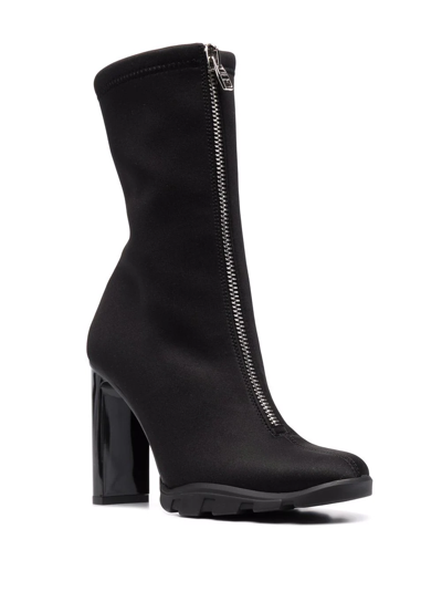 Shop Alexander Mcqueen Scuba Zip-up Boots In Black