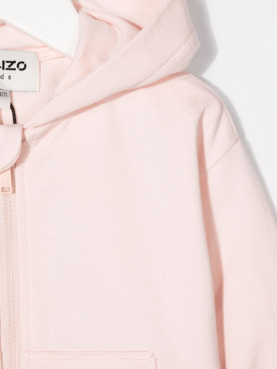 Shop Kenzo Logo-print Zip-up Hoodie In Pink