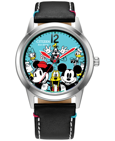 Shop Citizen Disney By  Sensational Six Black Leather Strap Watch 40mm