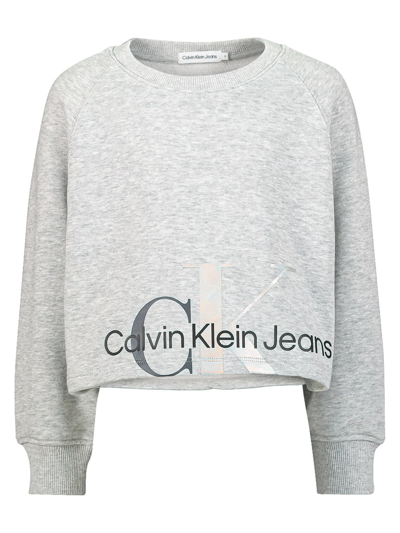 Shop Calvin Klein Kids Sweatshirt For Girls In Grey