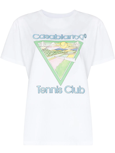 Shop Casablanca Tennis Club Print T-shirt In White