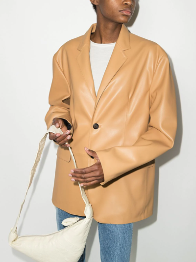 Shop The Frankie Shop Olympia Faux-leather Blazer In Neutrals