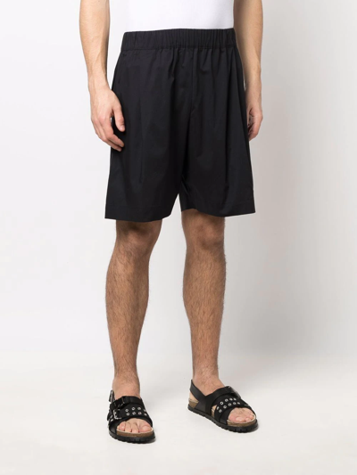 Shop Laneus Elasticated Knee-length Shorts In Black