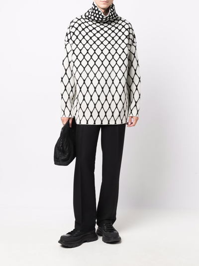 Shop Valentino Wool High Neck Sweater In White
