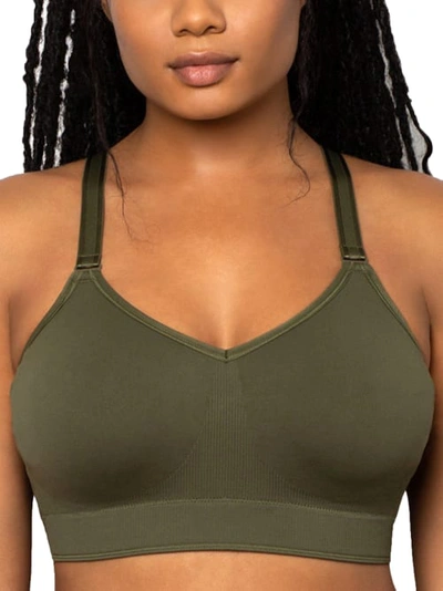 Shop Curvy Couture Smooth Seamless Comfort Wire-free Bra In Olive Night