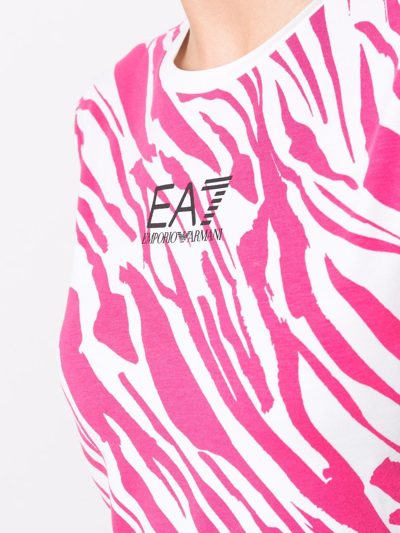 Shop Ea7 Printed Cotton T-shirt In White