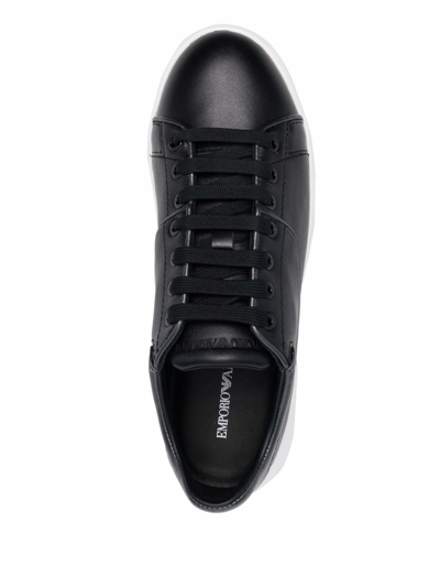 Shop Emporio Armani Leather Sneakers
