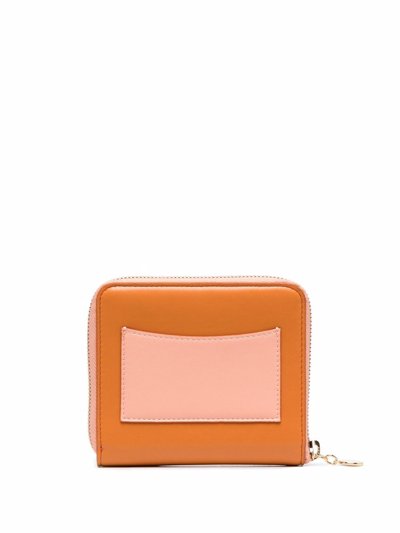 Shop Stella Mccartney Mini Stella Logo Zip Around Wallet In Orange