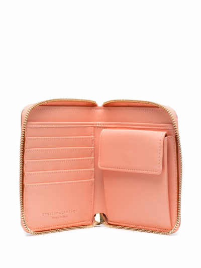 Shop Stella Mccartney Mini Stella Logo Zip Around Wallet In Orange
