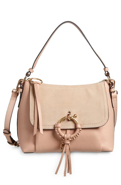 Shop See By Chloé Small Joan Leather Shoulder Bag In Powder