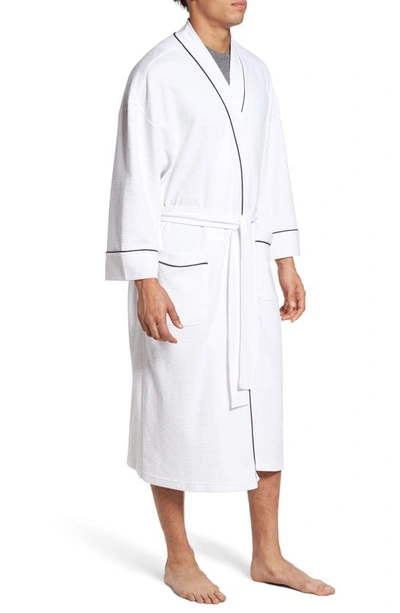 Shop Majestic Waffle Knit Robe In White