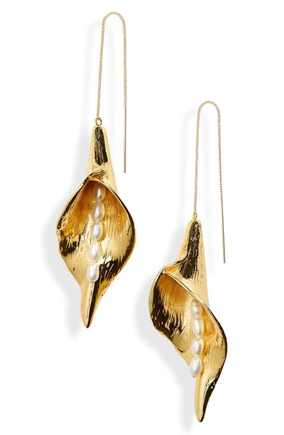 Shop Cult Gaia Calla Freshwater Pearl Drop Earrings In Gold