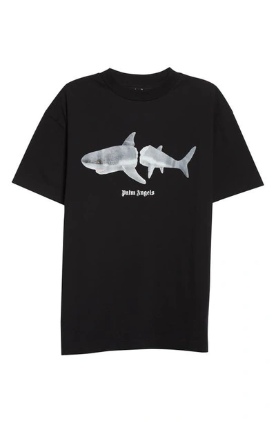 Shop Palm Angels Shark Print Logo Graphic Tee In Black White