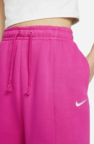 Shop Nike Sportswear Essential Fleece Shorts In Active Pink/ White