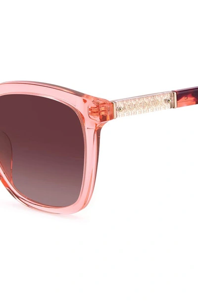Shop Kate Spade Reenas 53mm Gradient Polarized Cat Eye Sunglasses In Pink / Burgundy Shaded