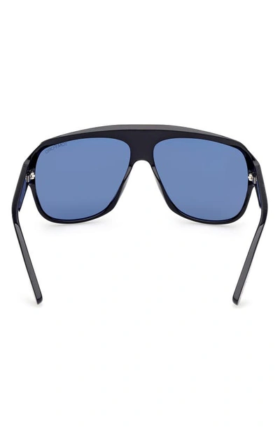 Shop Tom Ford 62mm Gradient Polarized Oversize Aviator Sunglasses In Shiny Black/ Blue
