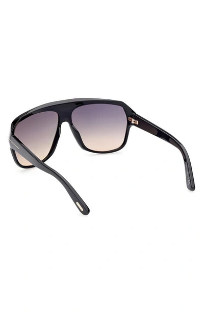 Shop Tom Ford 62mm Gradient Polarized Oversize Aviator Sunglasses In Shiny Black/ Smoke Gradient