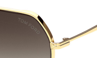 Shop Tom Ford 59mm Polarized Navigator Sunglasses In Srgld/ Smkg
