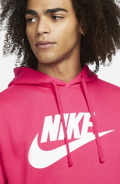 Shop Nike Sportswear Club Fleece Logo Hoodie In Rush Pink/ Rush Pink