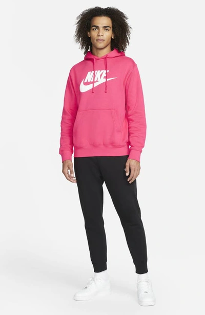 Shop Nike Sportswear Club Fleece Logo Hoodie In Rush Pink/ Rush Pink