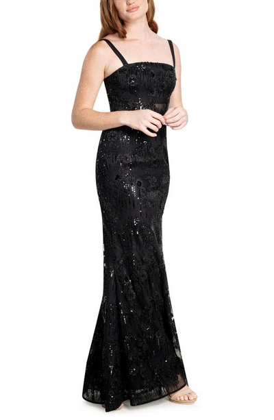 Shop Dress The Population Aria Sequin Gown In Black Multi