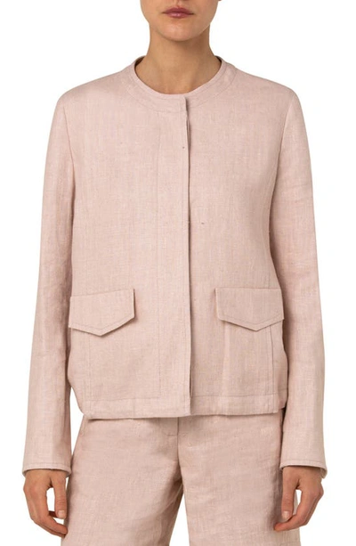 Akris Punto Collarless Linen Jacket In Blossom