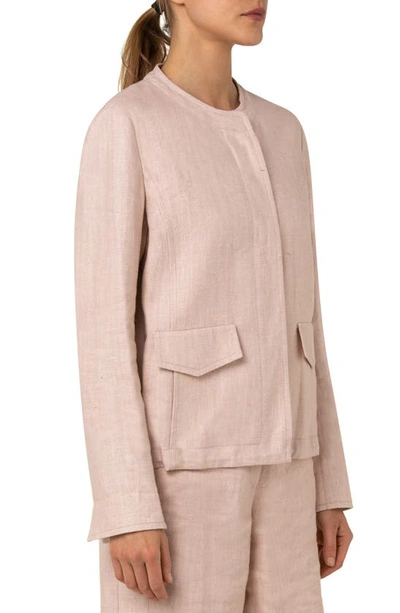 Akris Punto Collarless Linen Jacket In Blossom